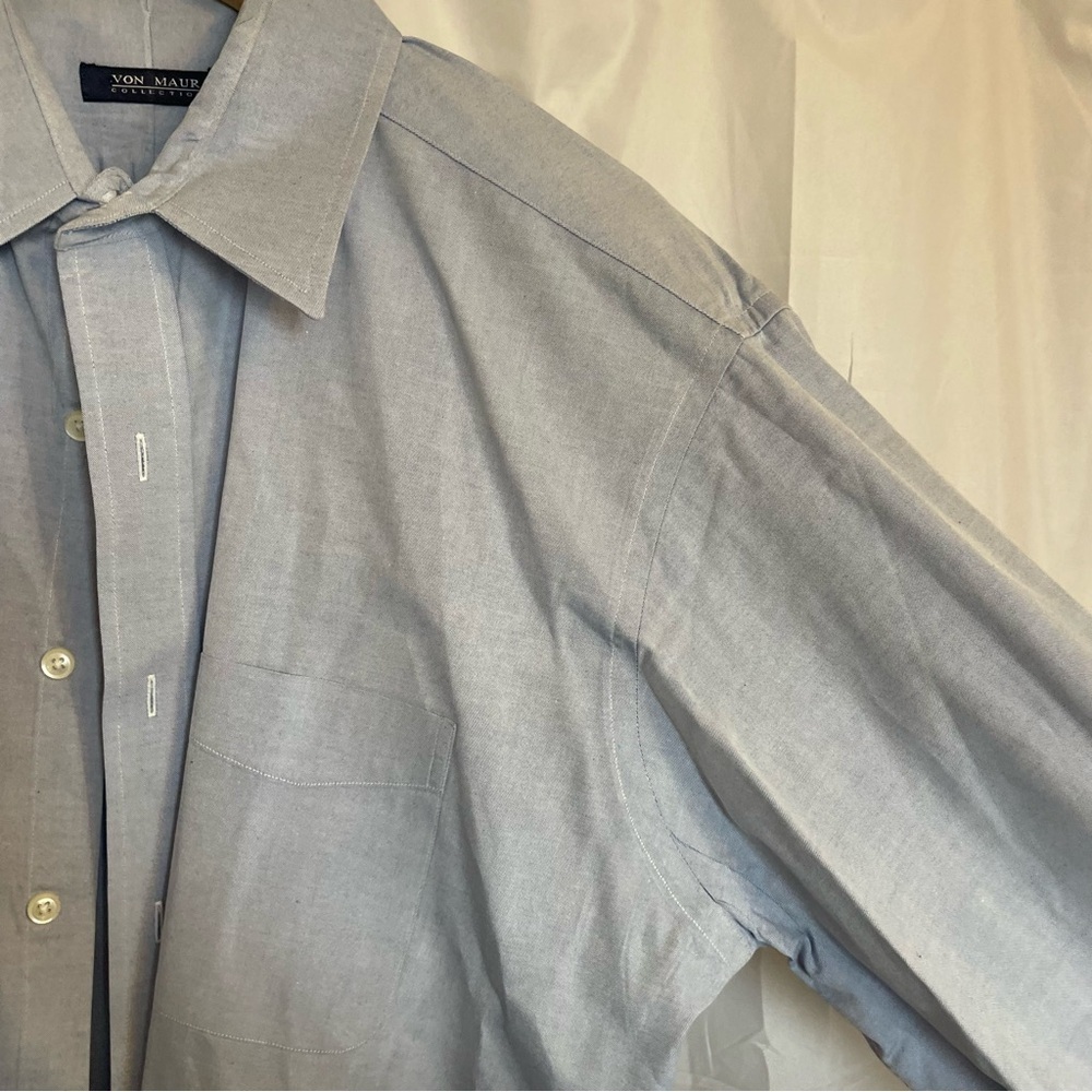 VON MAUR Men’s Dusty Blue Long Sleeve Button Down Cotton 16.5 36 - Picture 8 of 15